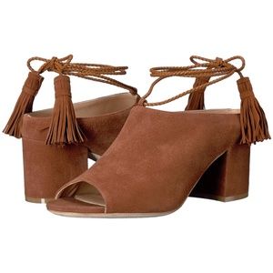 Racine Carree Abir Deer Brown Suede Leather Block Heel Sandal - Made in Italy 39